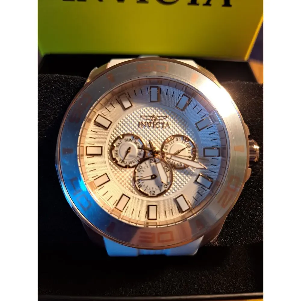 INVICTA Pro Diver Impact Men's Watch 30111 50mm Rose Gold White Silicone Band